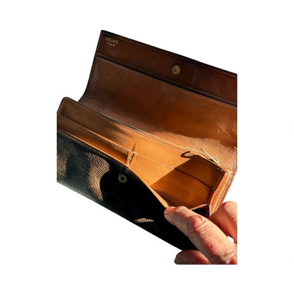 Celine vintage Triomphe Brown Leather long bifold women wallet - Picture 5 of 13